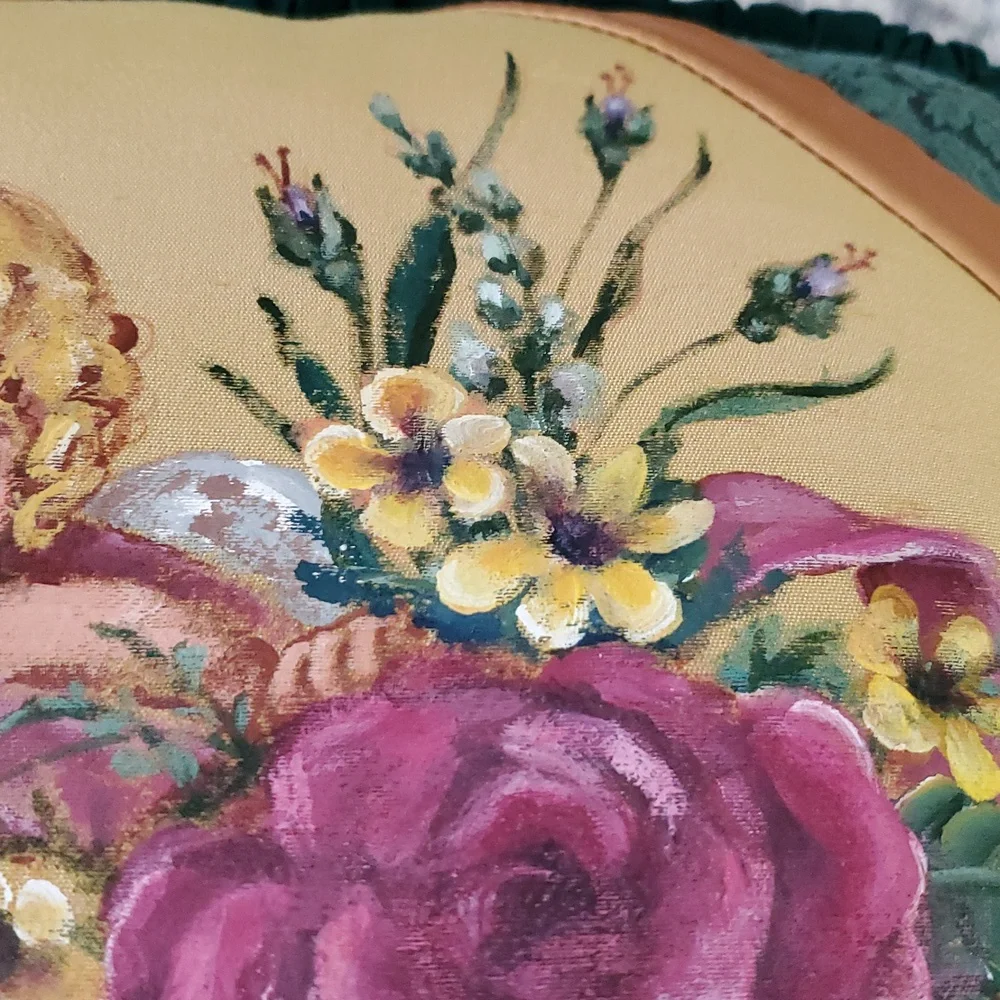 Vintage Angel Flower Unique Hand Paint Pillow.